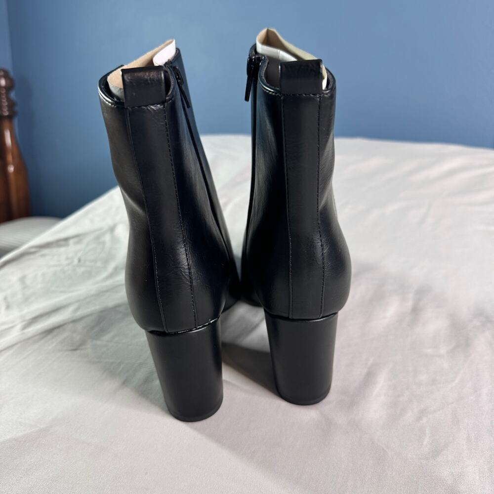 JustFab Olivia-E Black Ankle Booties Sz 9 Pointed Toe Block Heel Zip NIB - Picture 3 of 10